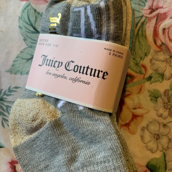 Juicy Couture Gray and Gold Socks - 5 Pairs - Picture 6 of 7